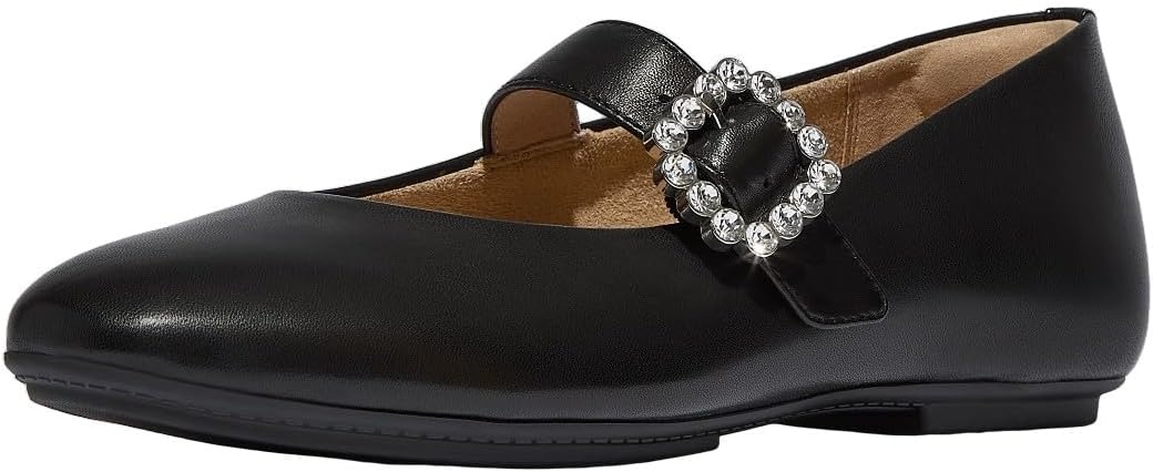 image:imageFitFlop Delicato CrystalBuckle Leather Mary JanesBlack
