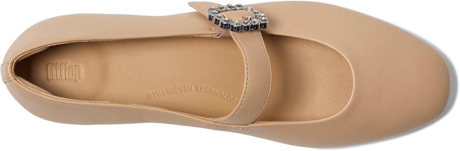 image:imageFitFlop Delicato CrystalBuckle Leather Mary JanesClassic Beige