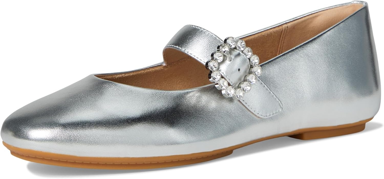 image:imageFitFlop Delicato CrystalBuckle Leather Mary JanesSilver