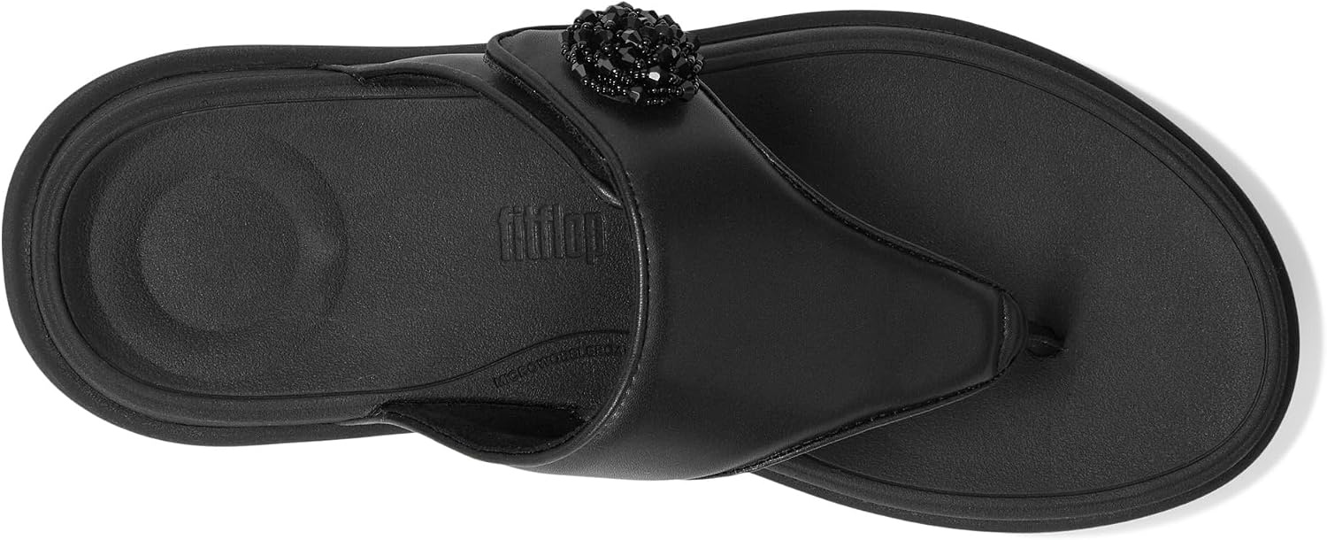 image:imageFitFlop FMode Go BeadieButton Adj Flatform ToePost SandalsAll Black