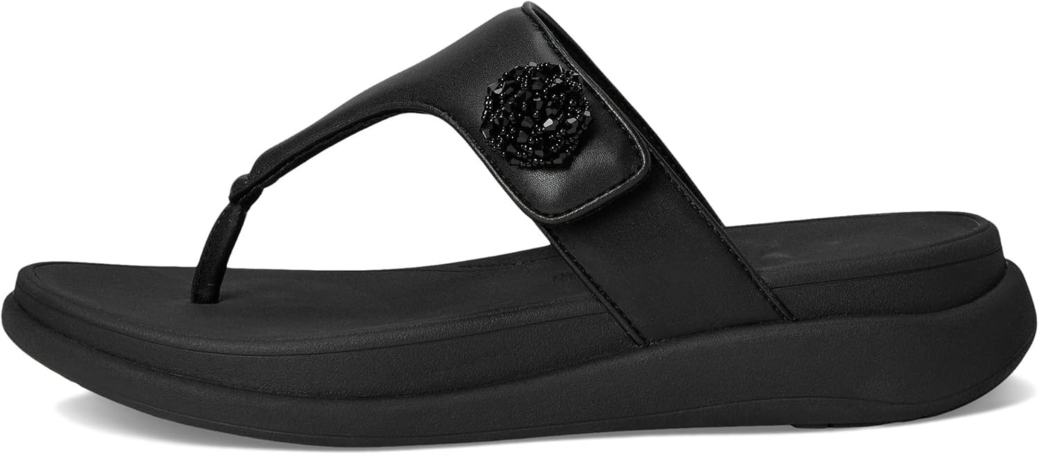 image:imageFitFlop FMode Go BeadieButton Adj Flatform ToePost SandalsAll Black