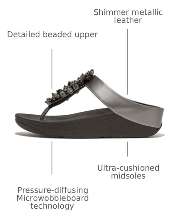 image:imageFitFlop Fino BaubleBead ToePost SandalsPewter Black