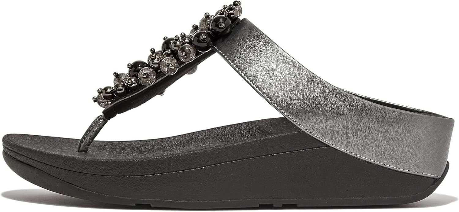 image:imageFitFlop Fino BaubleBead ToePost SandalsPewter Black