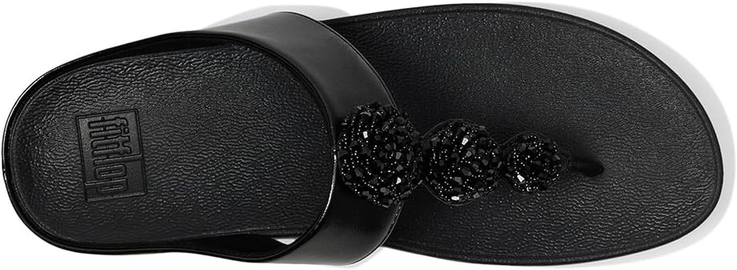 image:imageFitFlop Fino BeadieButton Metallic ToePost SandalsMetallic Black
