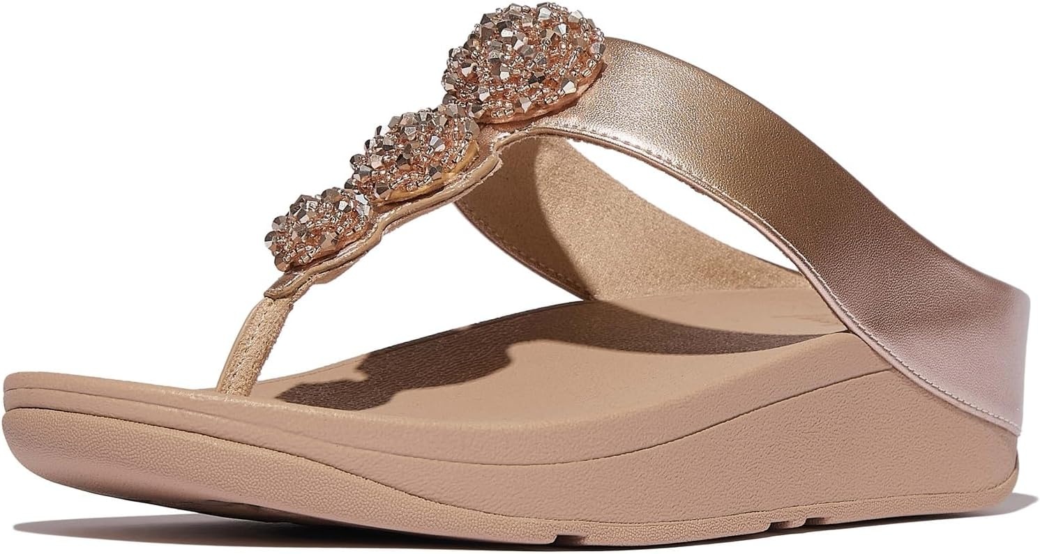 image:imageFitFlop Fino BeadieButton Metallic ToePost SandalsMetallic Classic Beige