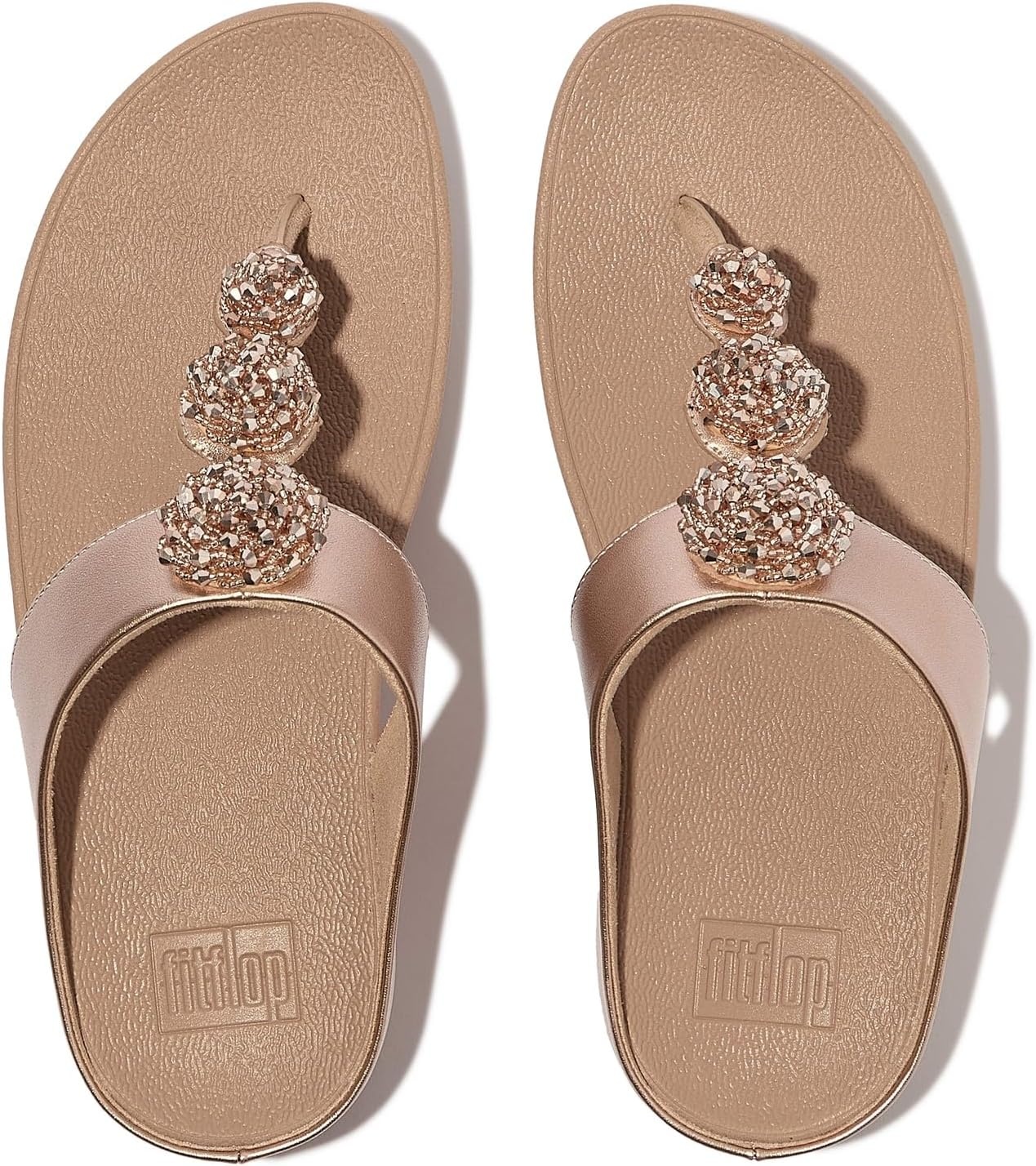 image:imageFitFlop Fino BeadieButton Metallic ToePost SandalsMetallic Classic Beige