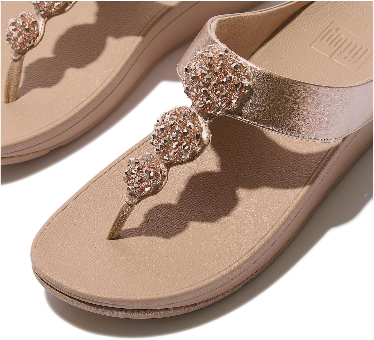 image:imageFitFlop Fino BeadieButton Metallic ToePost SandalsMetallic Classic Beige