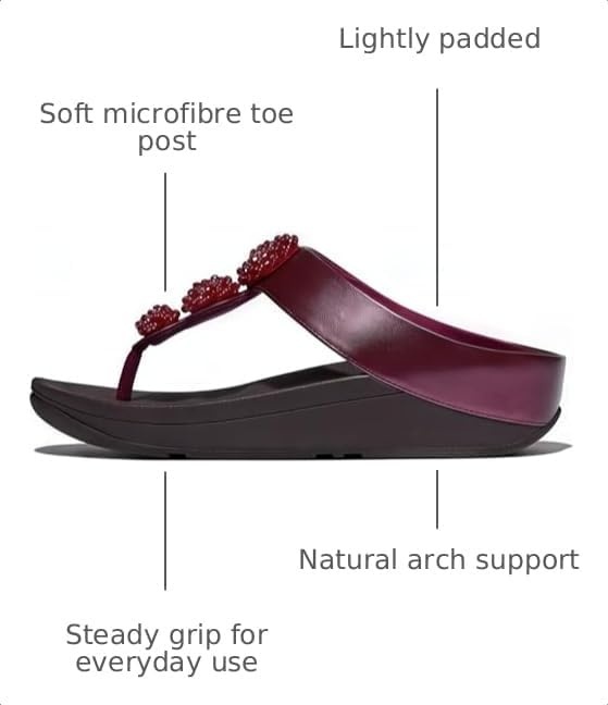 image:imageFitFlop Fino BeadieButton Metallic ToePost SandalsMetallic Ruby