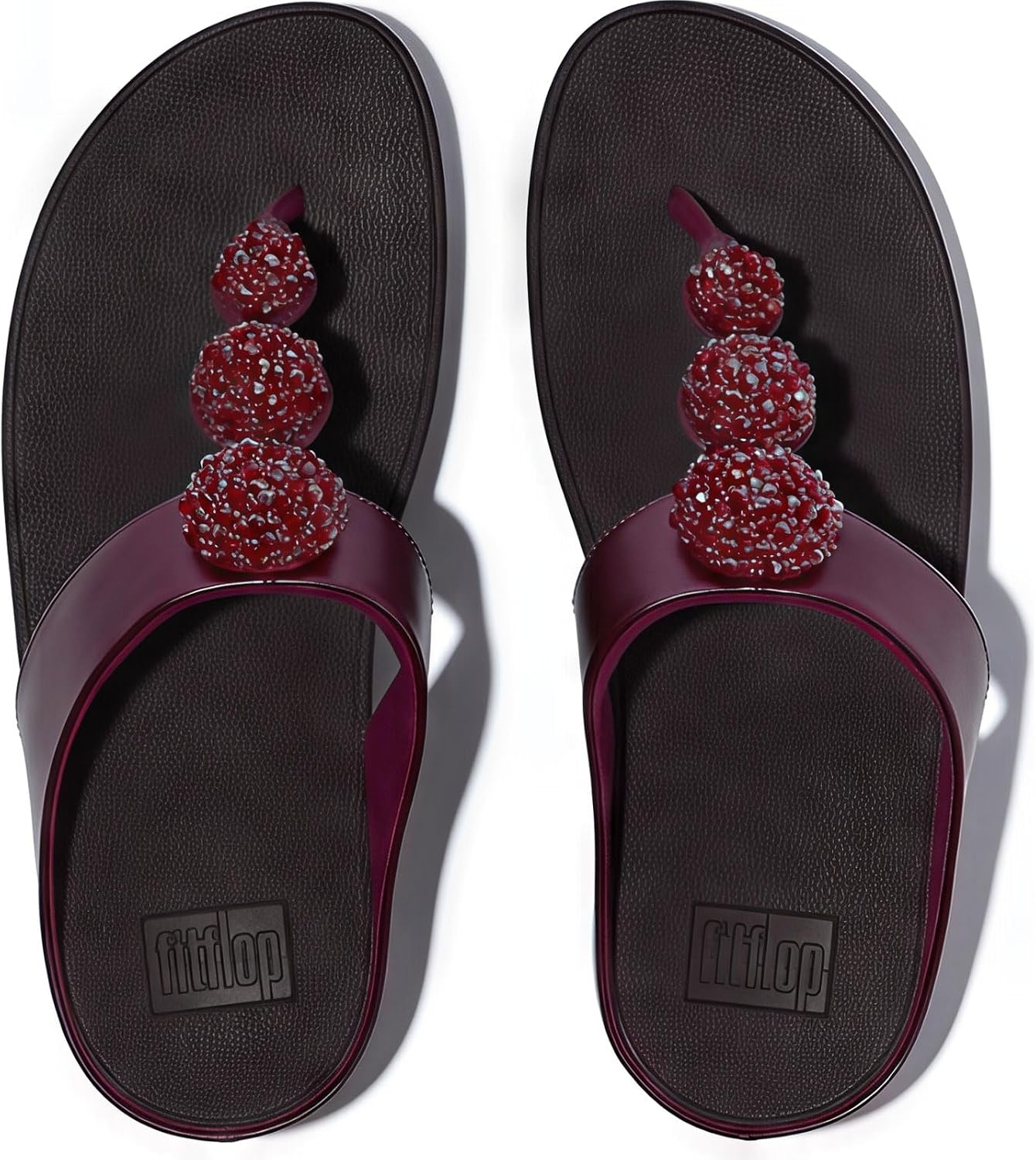 image:imageFitFlop Fino BeadieButton Metallic ToePost SandalsMetallic Ruby