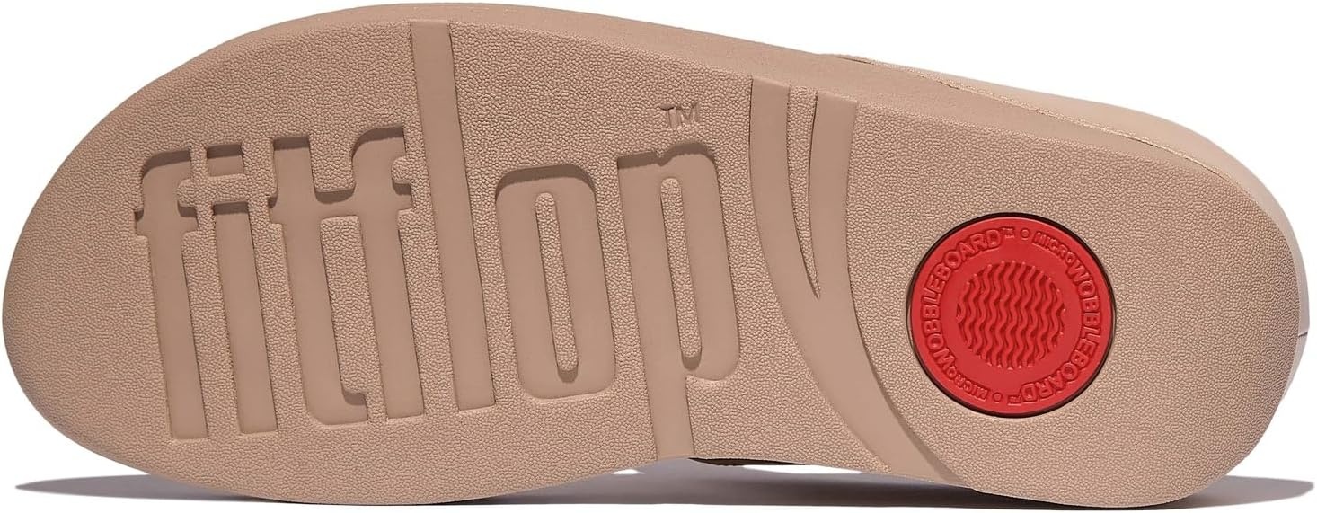 image:imageFitFlop Fino CrystalChain Leather ToePost Sandals Leather Cushioning Rhinestones Casual SlipOnClassic Beige