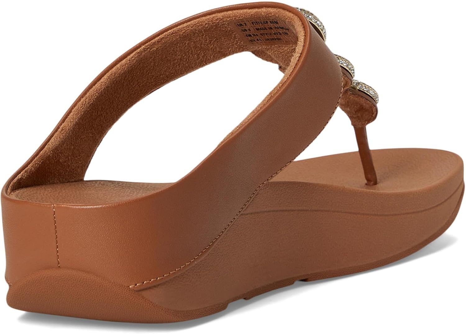 image:imageFitFlop Fino CrystalChain Leather ToePost Sandals Leather Cushioning Rhinestones Casual SlipOnDeep Tan