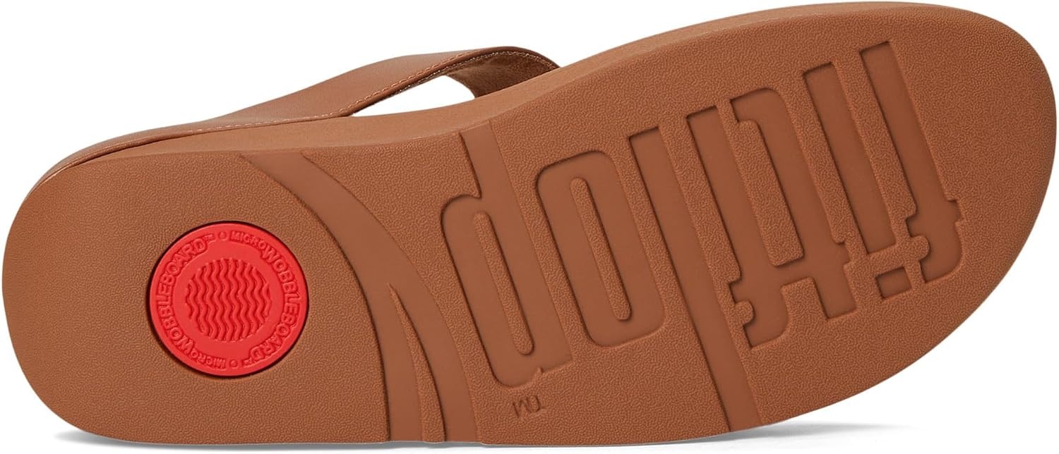 image:imageFitFlop Fino CrystalChain Leather ToePost Sandals Leather Cushioning Rhinestones Casual SlipOnDeep Tan