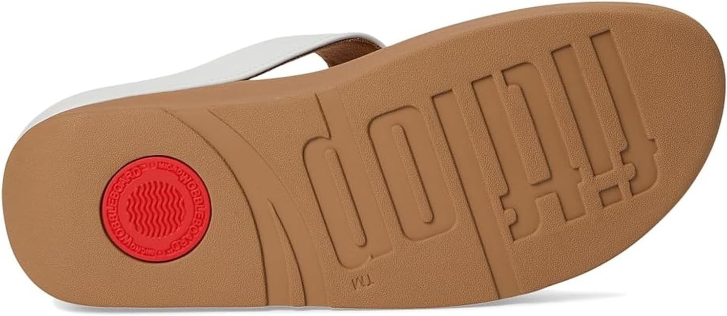 image:imageFitFlop Fino CrystalChain Leather ToePost Sandals Leather Cushioning Rhinestones Casual SlipOnUrban White