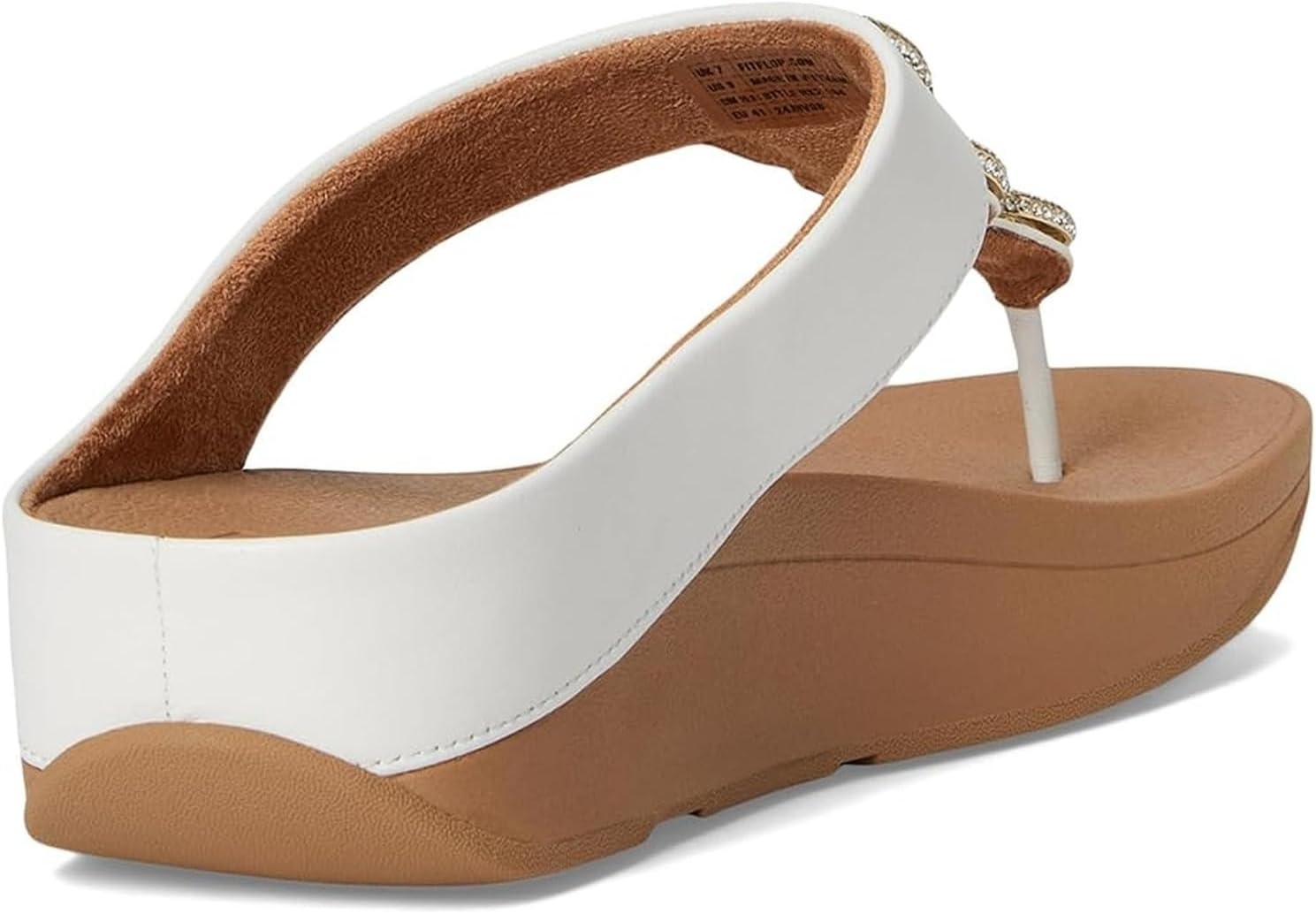 image:imageFitFlop Fino CrystalChain Leather ToePost Sandals Leather Cushioning Rhinestones Casual SlipOnUrban White