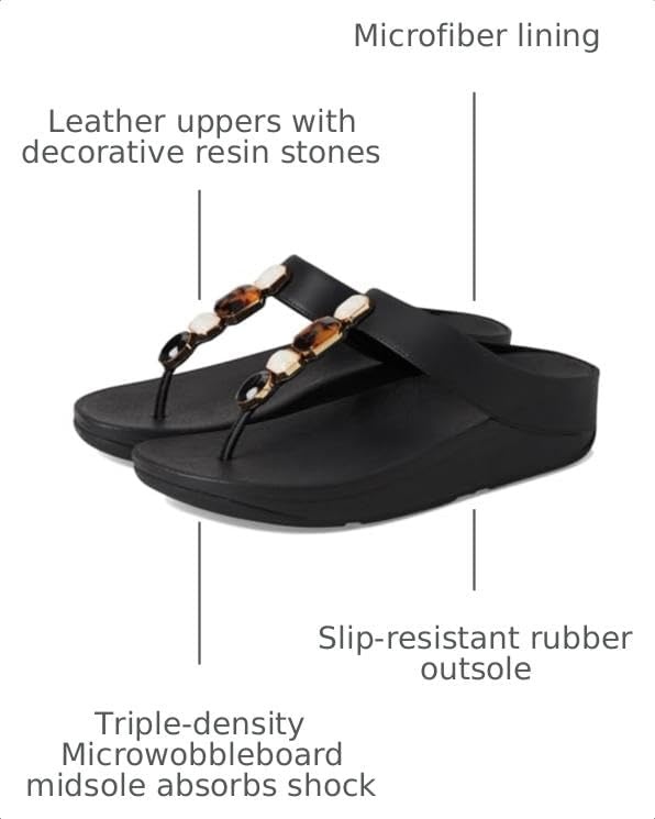 image:imageFitFlop Fino MultiStone Leather ToePost SandalsBlack