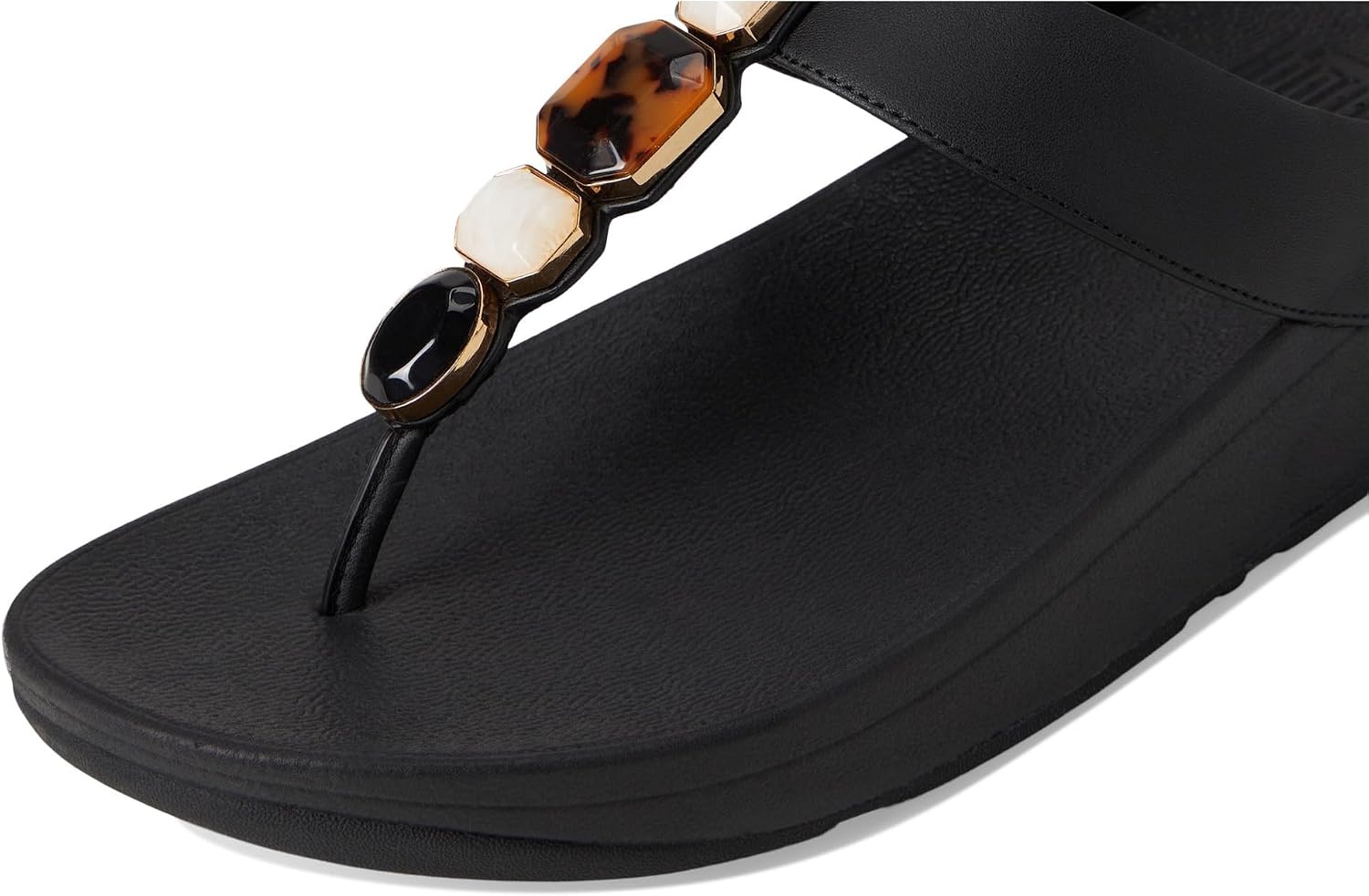 image:imageFitFlop Fino MultiStone Leather ToePost SandalsBlack