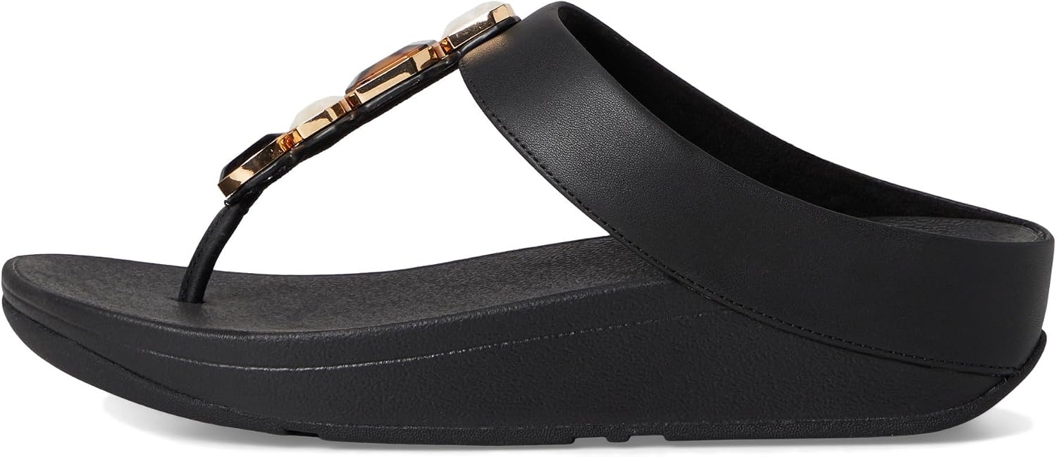 image:imageFitFlop Fino MultiStone Leather ToePost SandalsBlack