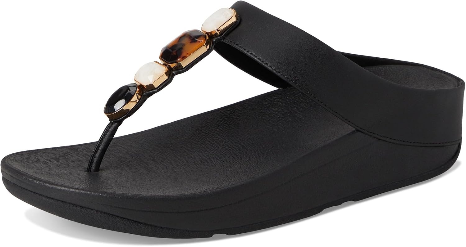 image:imageFitFlop Fino MultiStone Leather ToePost SandalsBlack