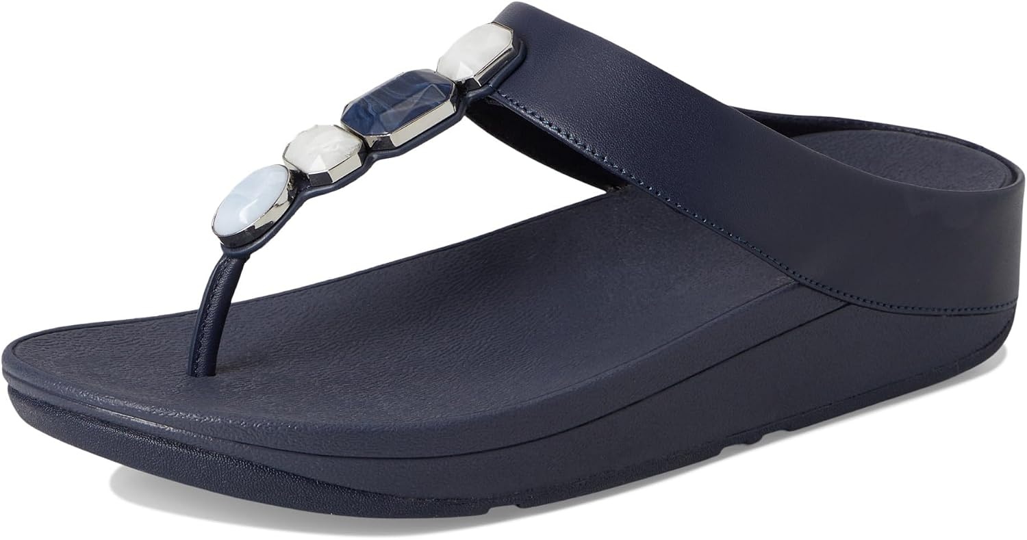 image:imageFitFlop Fino MultiStone Leather ToePost SandalsMidnight Navy