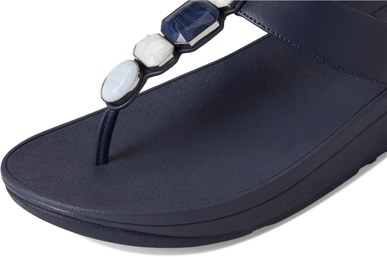 image:imageFitFlop Fino MultiStone Leather ToePost SandalsMidnight Navy