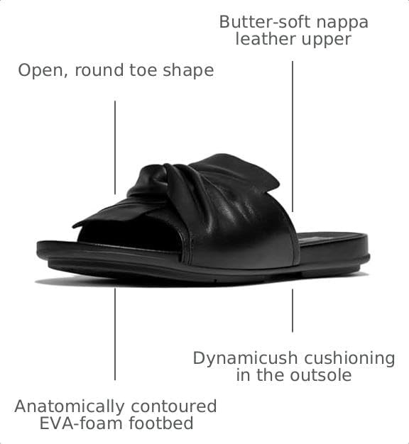 image:imageFitFlop Gracie SoftTwist Leather SlidesAll Black