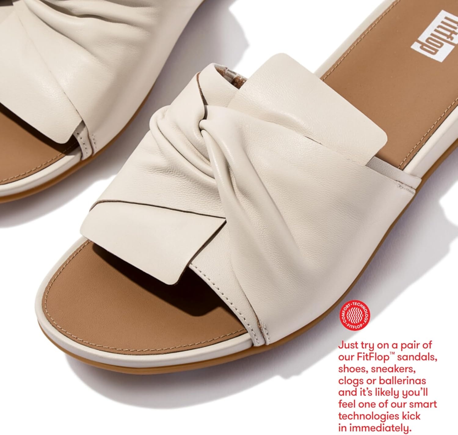 image:imageFitFlop Gracie SoftTwist Leather SlidesParis Beige