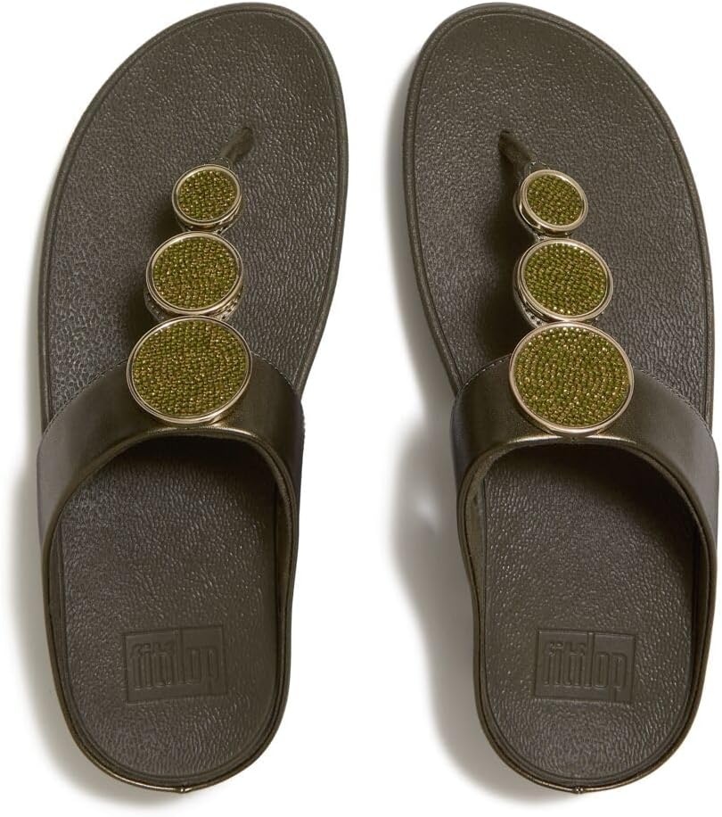 image:imageFitFlop Halo BeadCircle Metallic ToePost SandalsHerb
