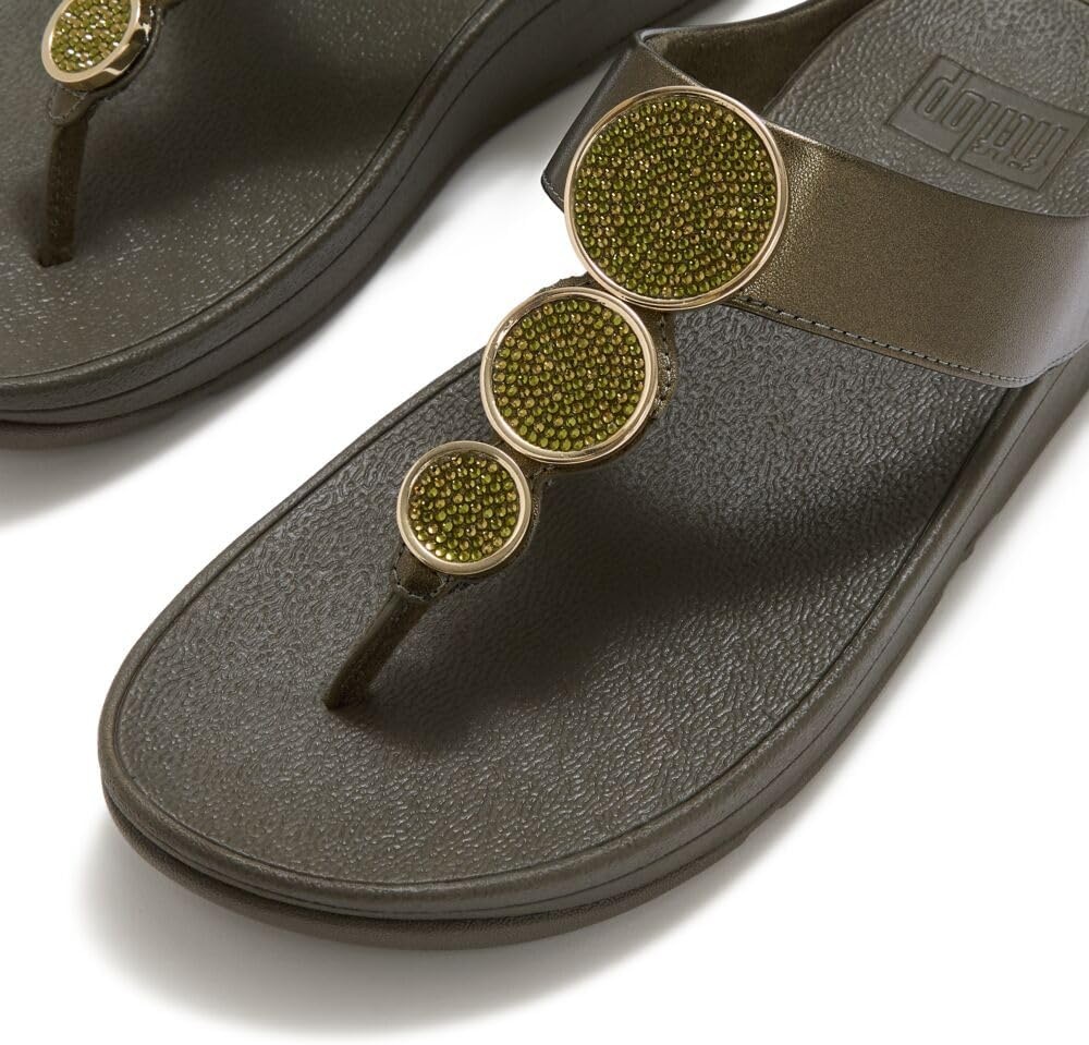 image:imageFitFlop Halo BeadCircle Metallic ToePost SandalsHerb