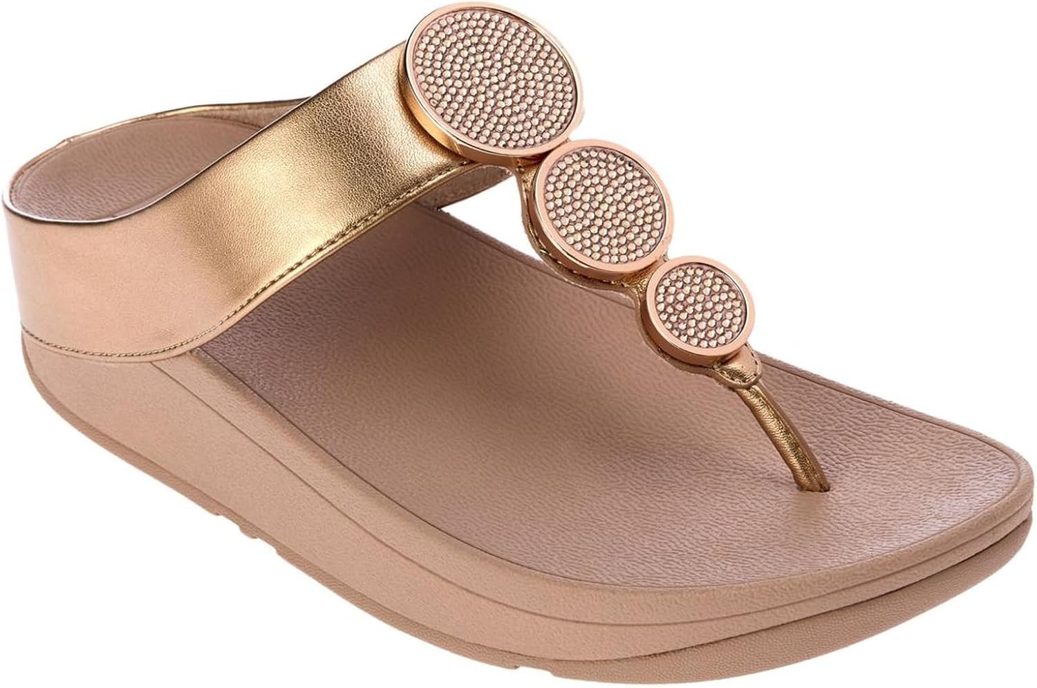 image:imageFitFlop Halo BeadCircle Metallic ToePost SandalsMetallic Latte Beige