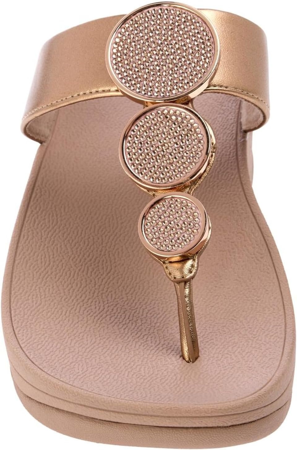 image:imageFitFlop Halo BeadCircle Metallic ToePost SandalsMetallic Latte Beige