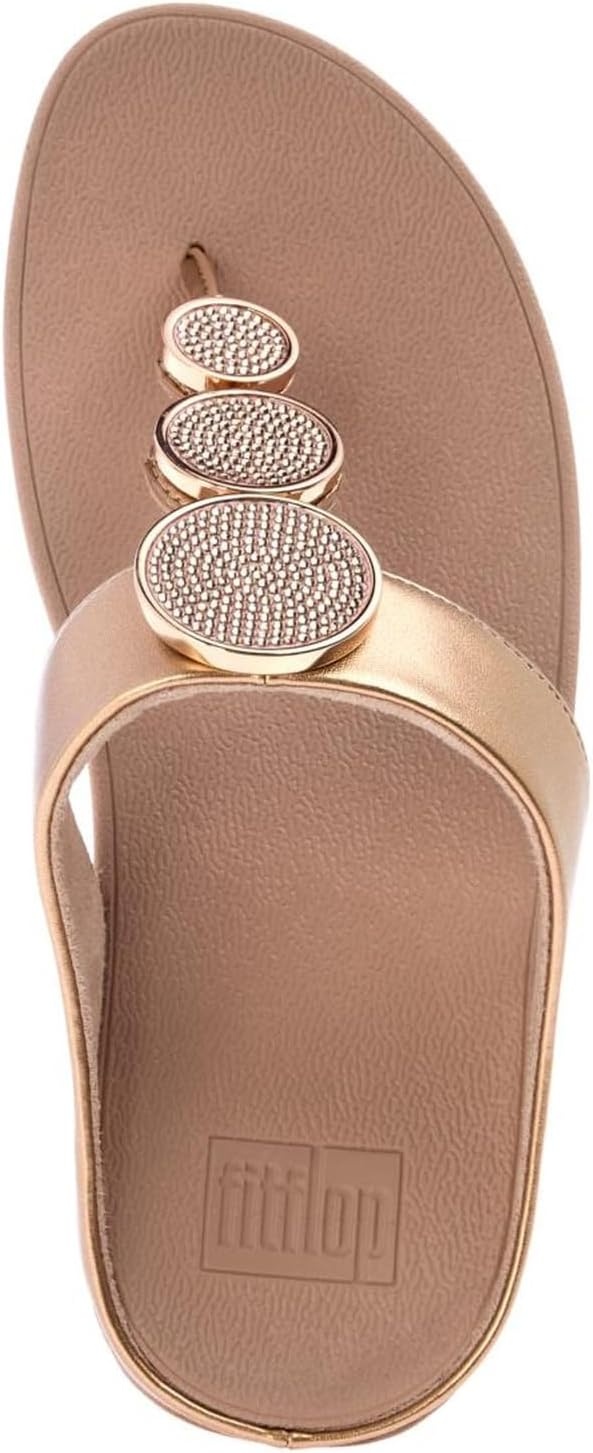image:imageFitFlop Halo BeadCircle Metallic ToePost SandalsMetallic Latte Beige