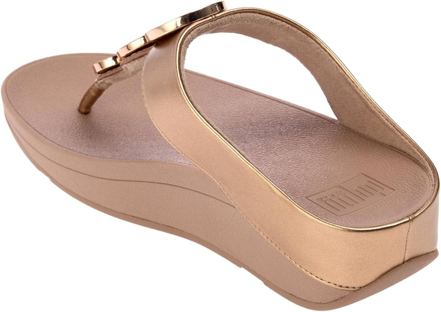 image:imageFitFlop Halo BeadCircle Metallic ToePost SandalsMetallic Latte Beige