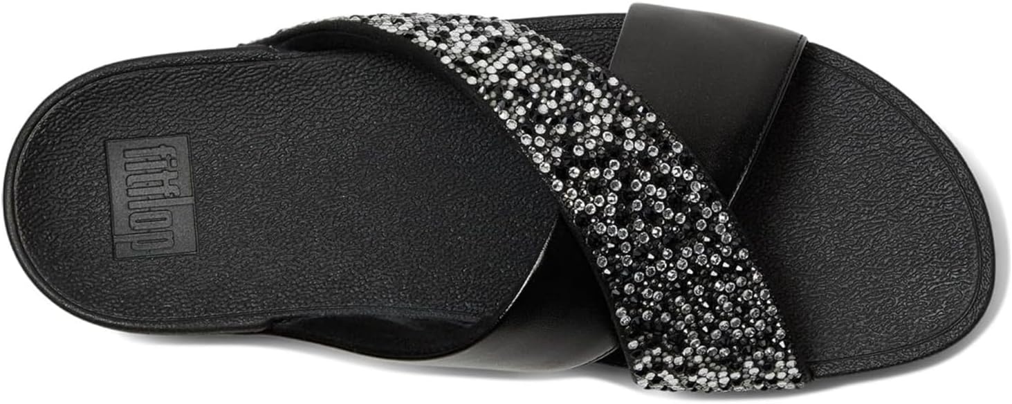 image:imageFitFlop Lulu CrystalMix Metallic Cross SlidesAll Black