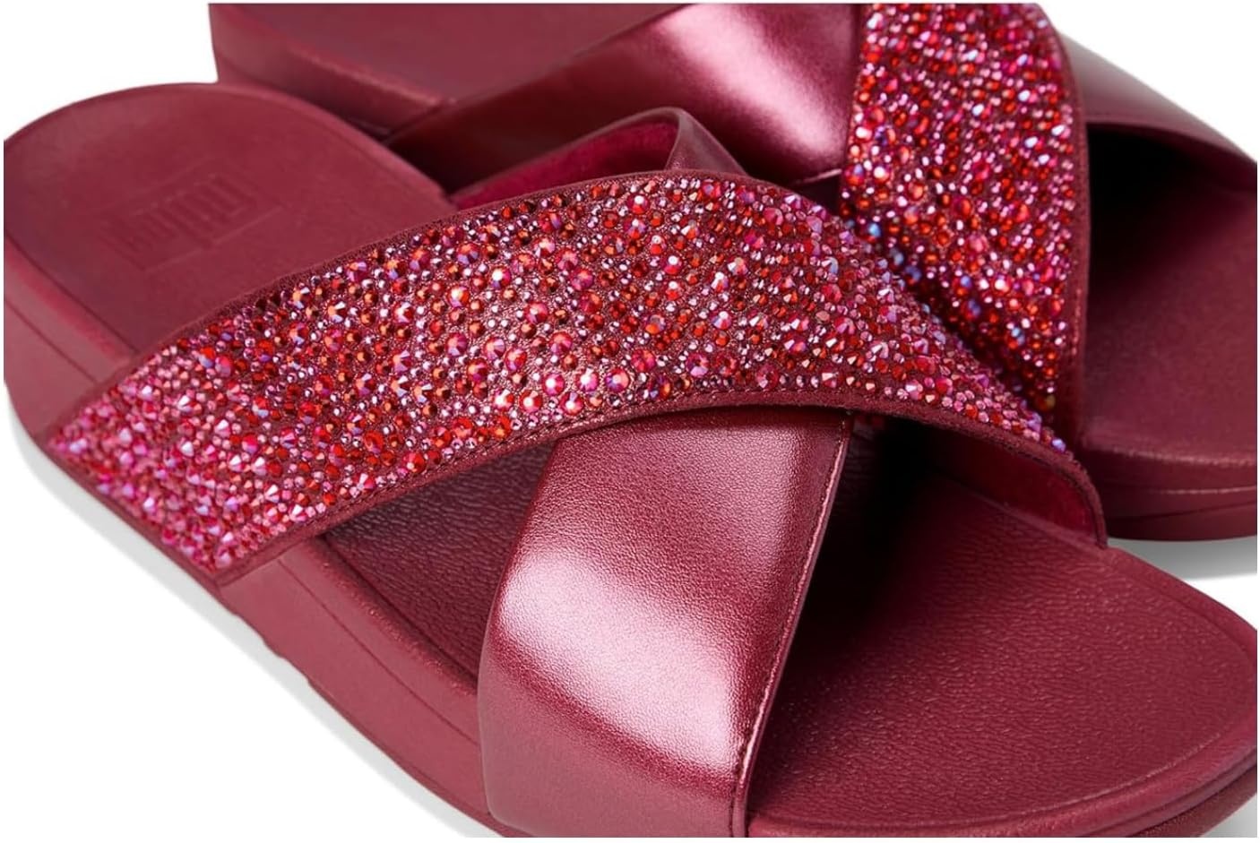 image:imageFitFlop Lulu CrystalMix Metallic Cross SlidesLuxe Plum