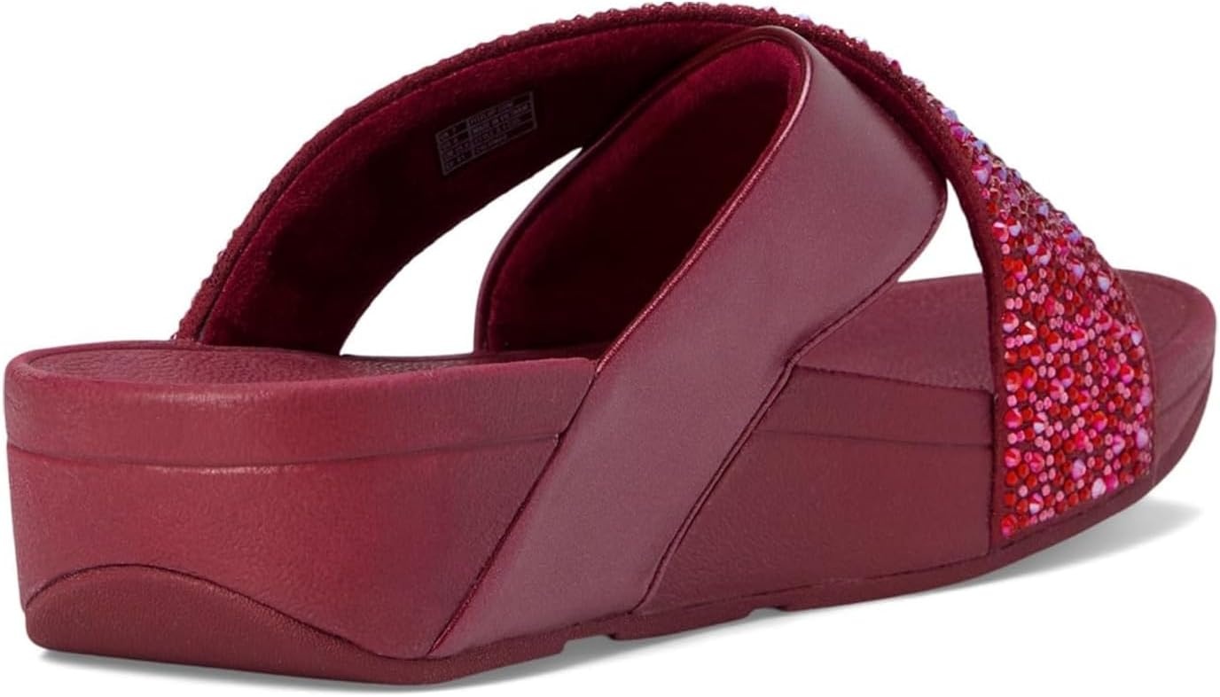 image:imageFitFlop Lulu CrystalMix Metallic Cross SlidesLuxe Plum