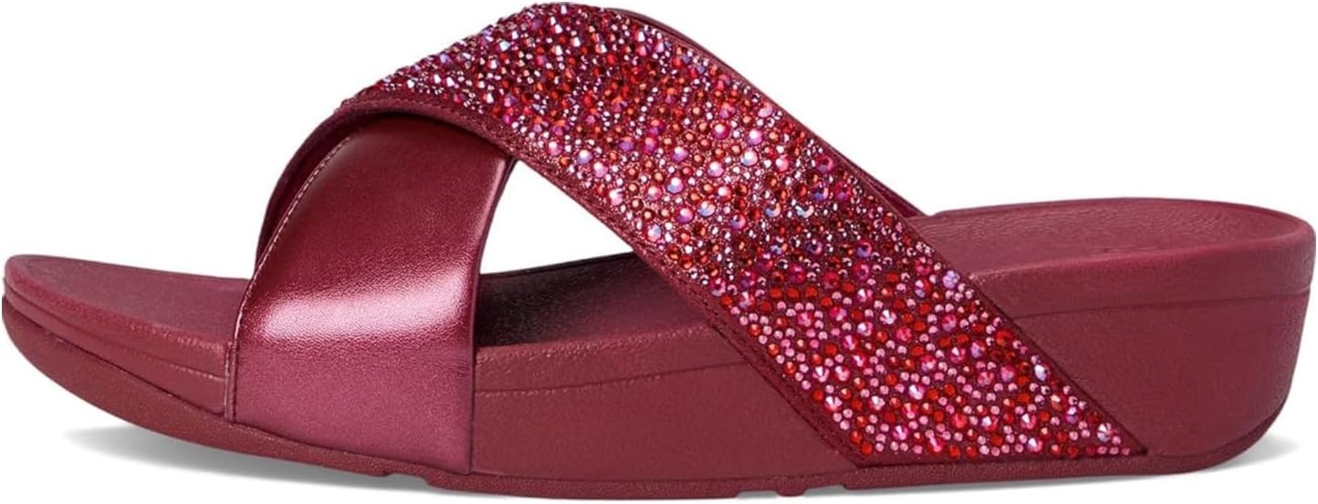 image:imageFitFlop Lulu CrystalMix Metallic Cross SlidesLuxe Plum