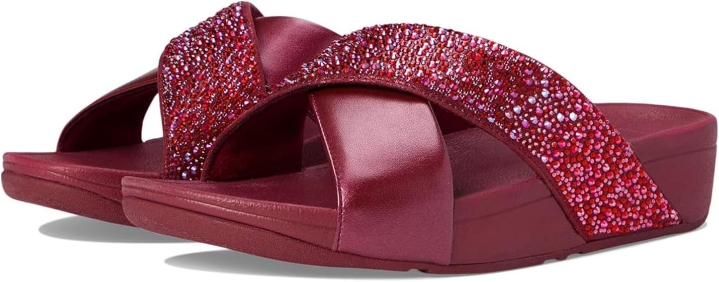 image:imageFitFlop Lulu CrystalMix Metallic Cross SlidesLuxe Plum