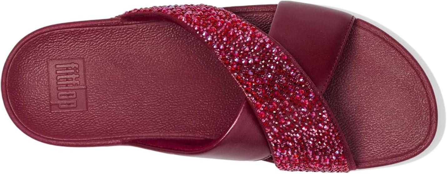 image:imageFitFlop Lulu CrystalMix Metallic Cross SlidesLuxe Plum