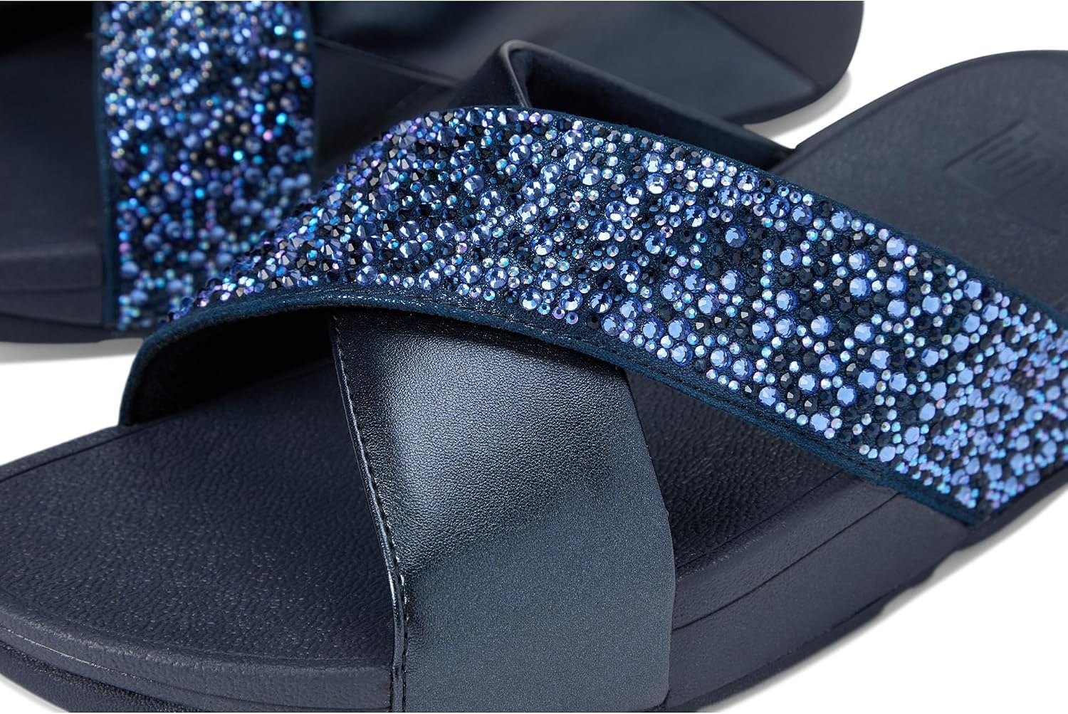 image:imageFitFlop Lulu CrystalMix Metallic Cross SlidesMidnight Navy