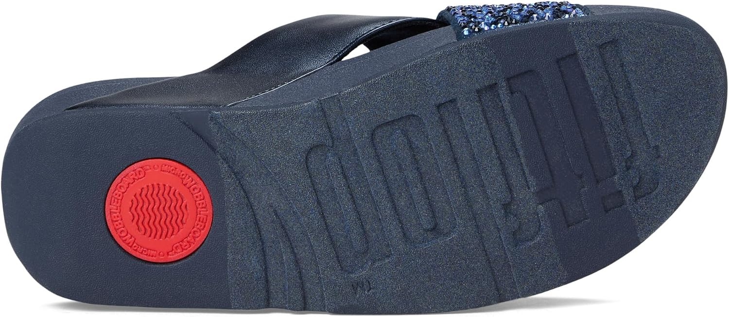 image:imageFitFlop Lulu CrystalMix Metallic Cross SlidesMidnight Navy