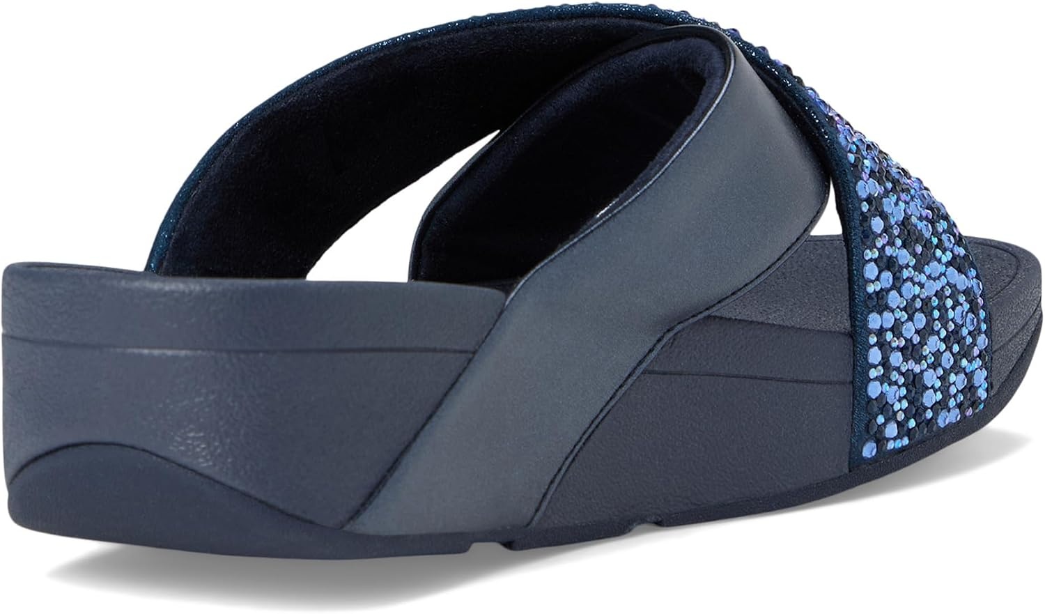 image:imageFitFlop Lulu CrystalMix Metallic Cross SlidesMidnight Navy