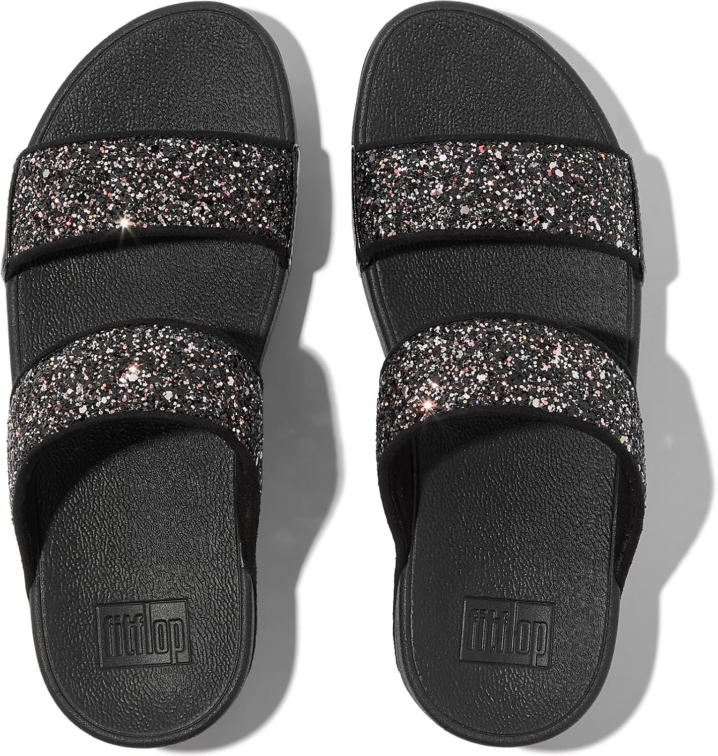 image:imageFitFlop Lulu MultiTonal Glitter Slides Padded SlipOn Sandals w Ergonomic TripleDensity Microwobbleboard MidsoleBlack Multi