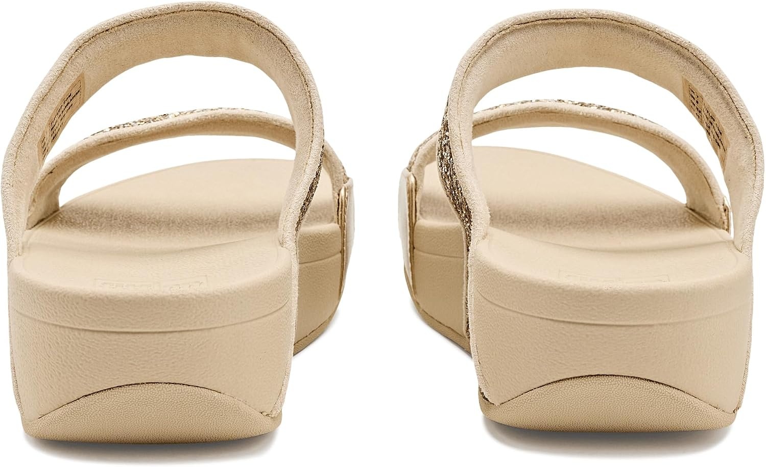 image:imageFitFlop Lulu MultiTonal Glitter Slides Padded SlipOn Sandals w Ergonomic TripleDensity Microwobbleboard MidsolePlatinoSilver