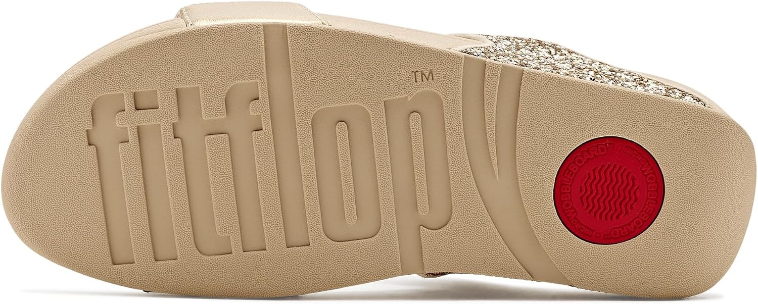 image:imageFitFlop Lulu MultiTonal Glitter Slides Padded SlipOn Sandals w Ergonomic TripleDensity Microwobbleboard MidsolePlatinoSilver