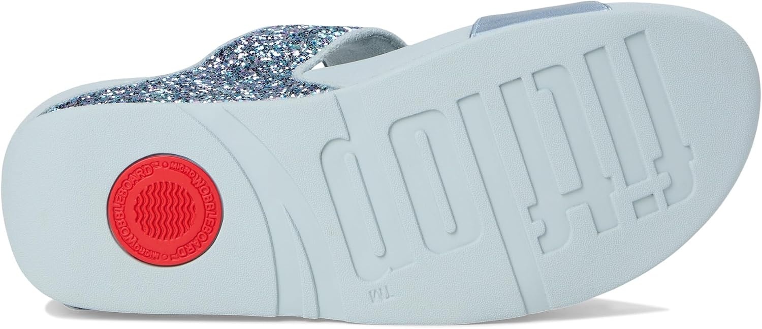 image:imageFitFlop Lulu MultiTonal Glitter Slides Padded SlipOn Sandals w Ergonomic TripleDensity Microwobbleboard MidsoleQuiet Blue