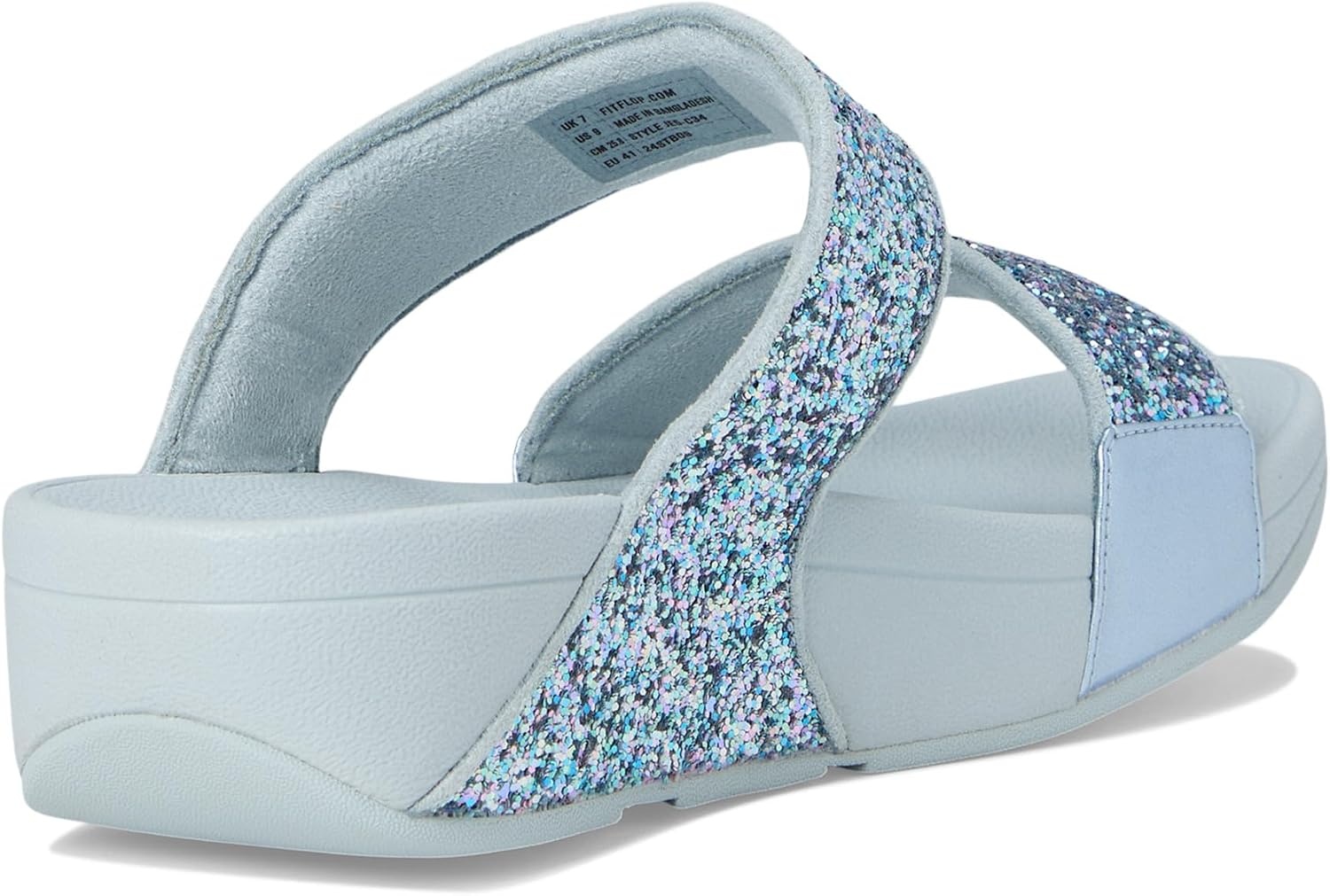 image:imageFitFlop Lulu MultiTonal Glitter Slides Padded SlipOn Sandals w Ergonomic TripleDensity Microwobbleboard MidsoleQuiet Blue