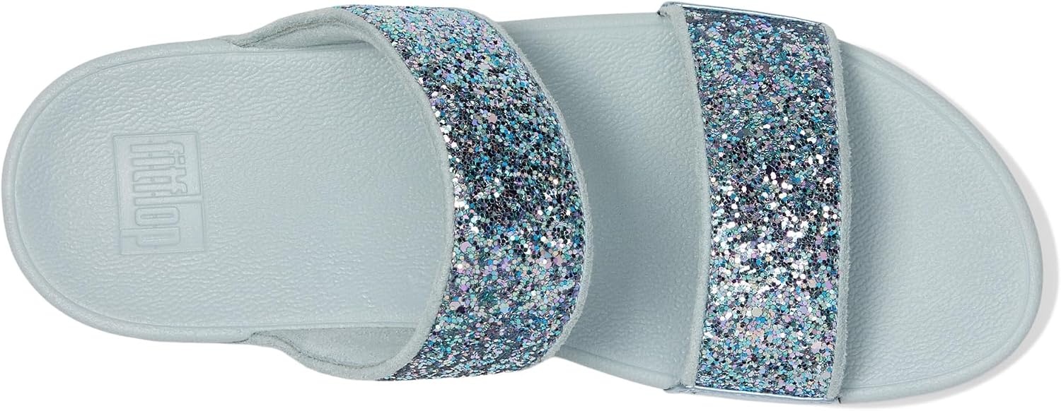 image:imageFitFlop Lulu MultiTonal Glitter Slides Padded SlipOn Sandals w Ergonomic TripleDensity Microwobbleboard MidsoleQuiet Blue