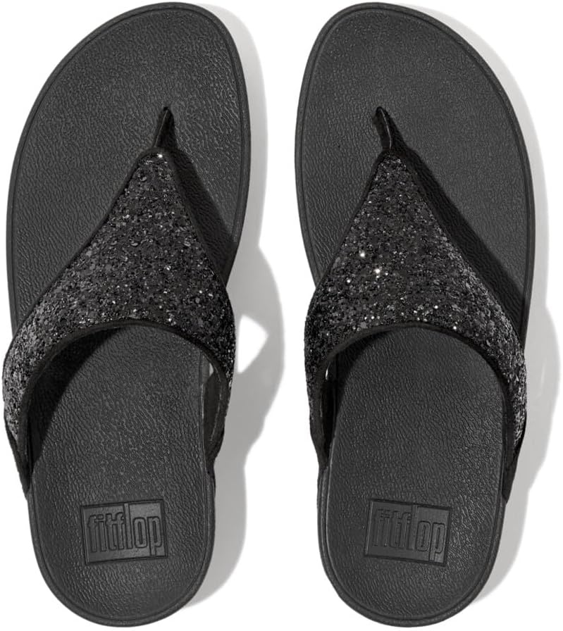 image:imageFitFlop Lulu MultiTonal Glitter ToePost SandalsBlack Glitter