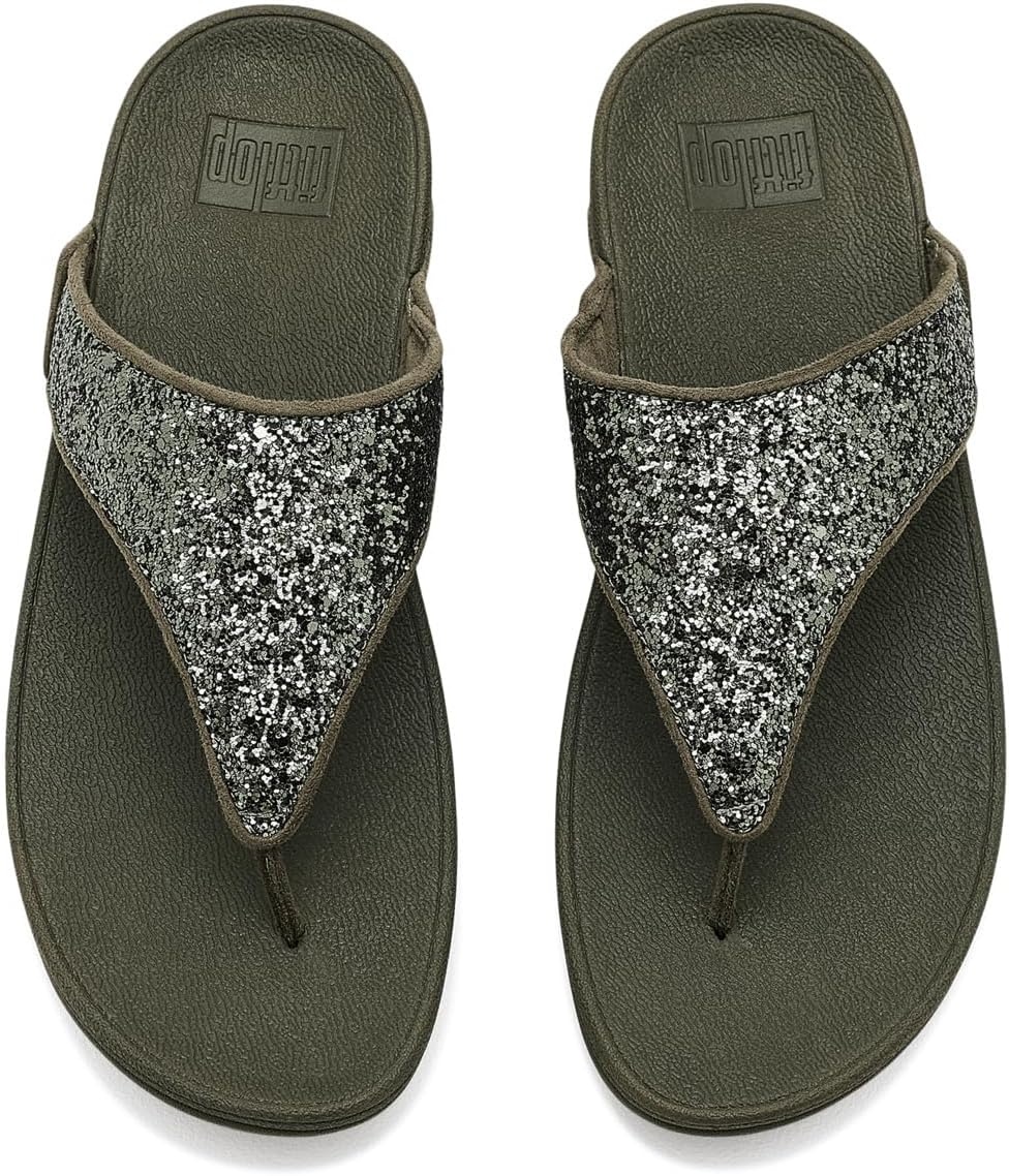 image:imageFitFlop Lulu MultiTonal Glitter ToePost SandalsDeep Olive