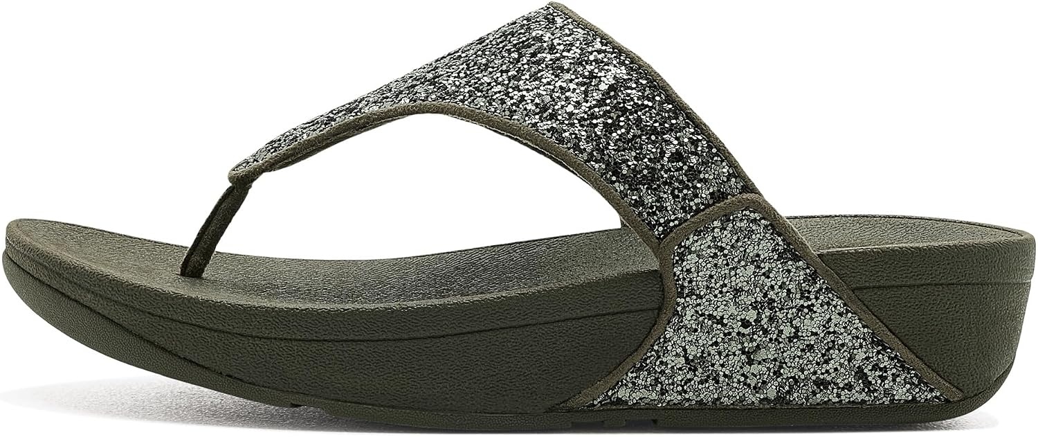 image:imageFitFlop Lulu MultiTonal Glitter ToePost SandalsDeep Olive